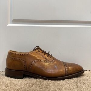 Loake Tweed2 Shoes Mens Size 9.5 Brown Leather Cap Toe Dress Oxford England